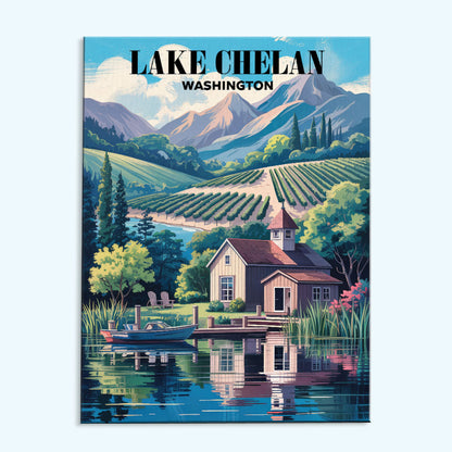 Weingüter am Lake Chelan, Washington | Malen nach Zahlen-Set