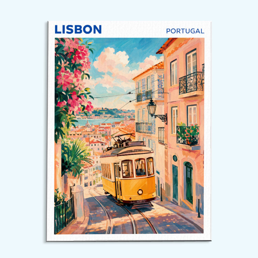 Lisbon, Portugal Travel Poster | Paint by Numbers Kit
