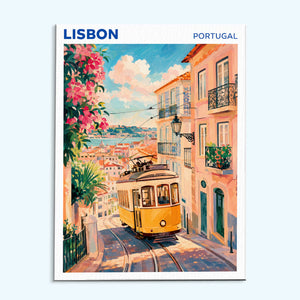 Lisbon, Portugal Travel Poster | Paint by Numbers Kit