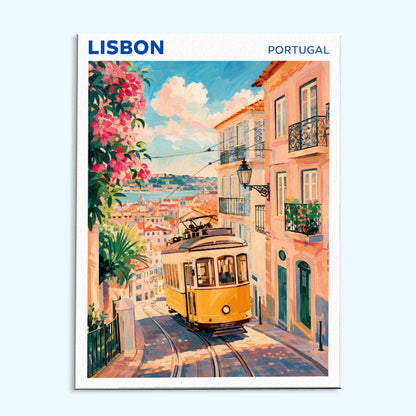 Lisbon, Portugal Travel Poster | Paint by Numbers Kit