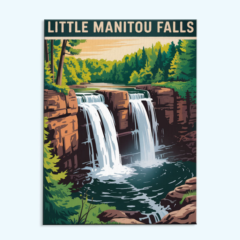 Little Manitou Falls - U.S. Waterfalls | Paint by Numbers Kit