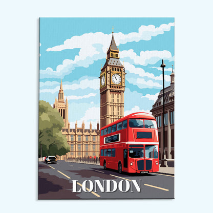 London Reiseposter | Malen nach Zahlen Set
