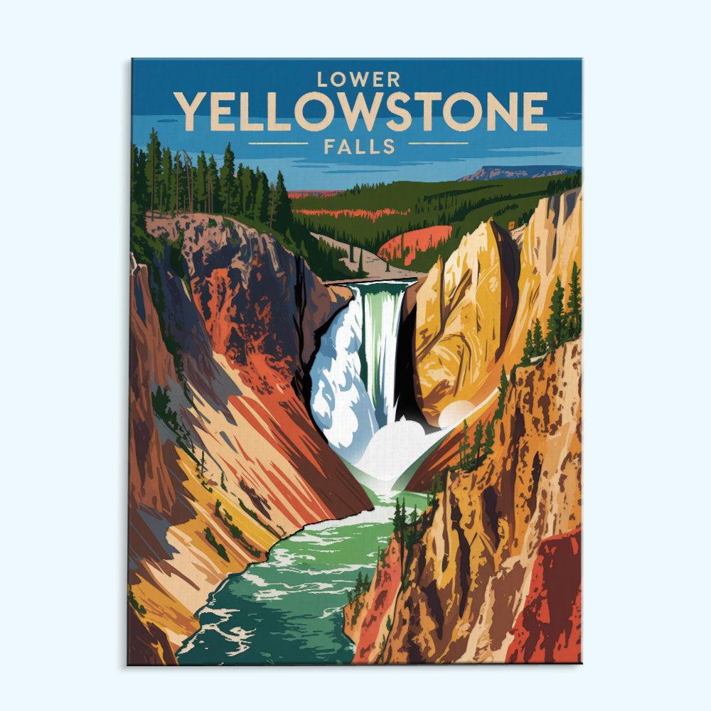 Lower Yellowstone Falls - U.S. Waterfalls | Paint by Numbers Kit