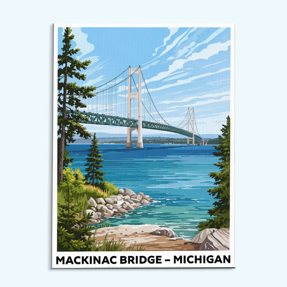 Mackinac Bridge, Michigan | US Landmark | Paint by Numbers Kit