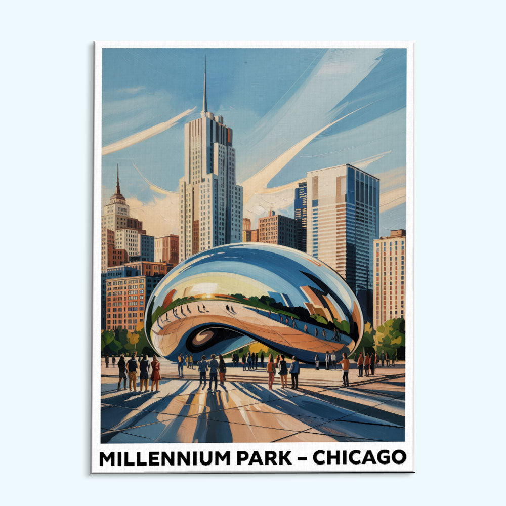 Millennium Park, Chicago | US-Wahrzeichen | Malen nach Zahlen Set