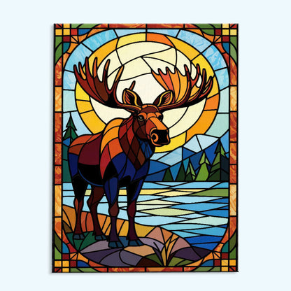 Moose Stained Glass - National Park Wildlife | Paint by Numbers Kit