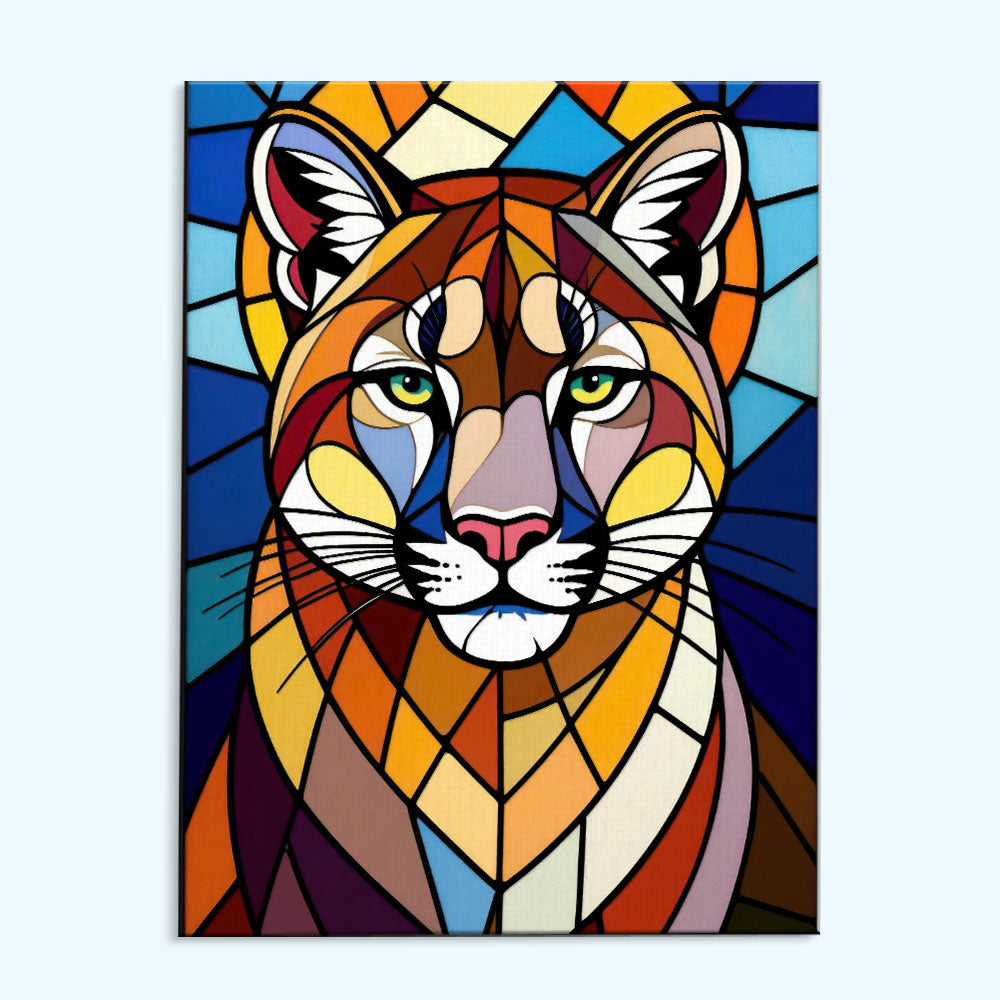 Mountain Lion Stained Glass - National Park Wildlife | Paint by Numbers Kit