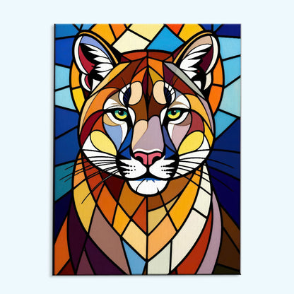 Mountain Lion Stained Glass - National Park Wildlife | Paint by Numbers Kit