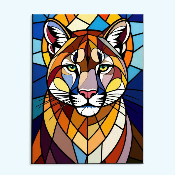 Mountain Lion Stained Glass - National Park Wildlife