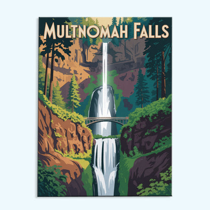 Multnohma Falls - U.S. Waterfalls | Paint by Numbers Kit