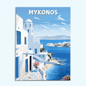 Mykonos Travel Poster | Paint by Numbers Kit