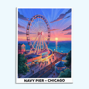 Navy Pier, Chicago | US-Wahrzeichen | Malen nach Zahlen Set
