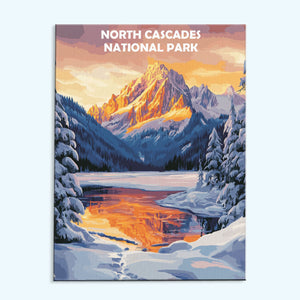 North Cascades Nationalpark Winter | Malen nach Zahlen Set