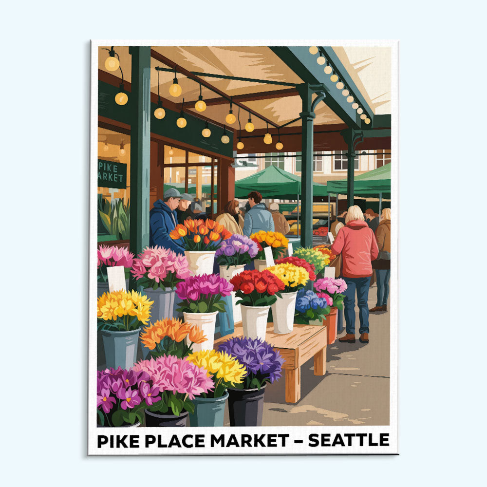 Pike Place Market, Seattle | US Landmark | Paint by Numbers Kit