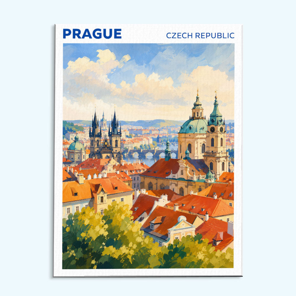 Prague, Czech Republic Travel Poster | Paint by Numbers Kit