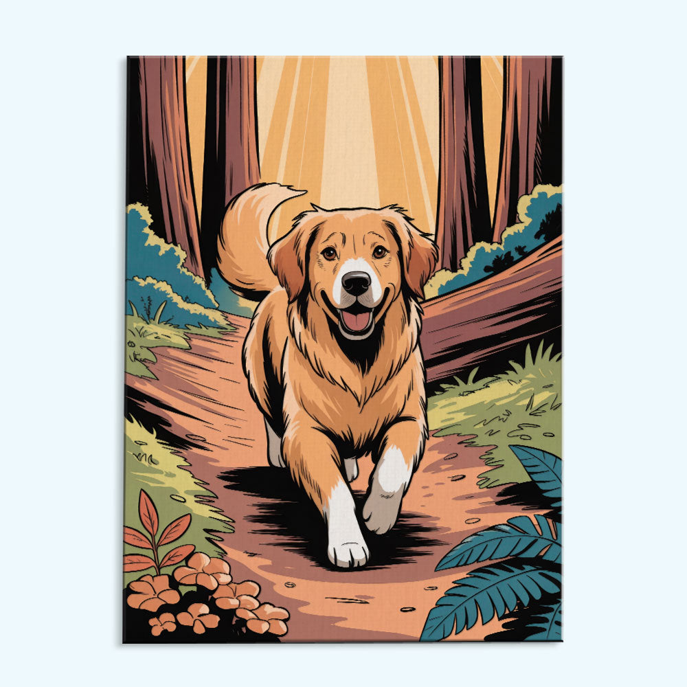 Redwood National Park - Golden Retriever | Paint by Numbers Kit