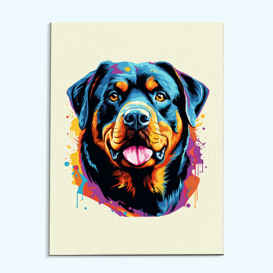 Rottweiler - Colorful Dog | Paint by Numbers Kit