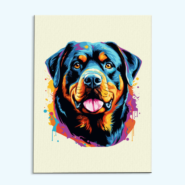 Rottweiler – Bunter Hund | Malen nach Zahlen Set