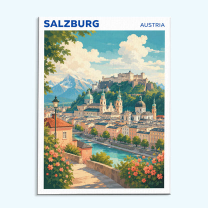 Salzburg, Austria Travel Poster | Paint by Numbers Kit