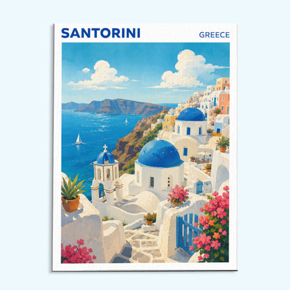 Santorini, Greece Travel Poster | Paint by Numbers Kit