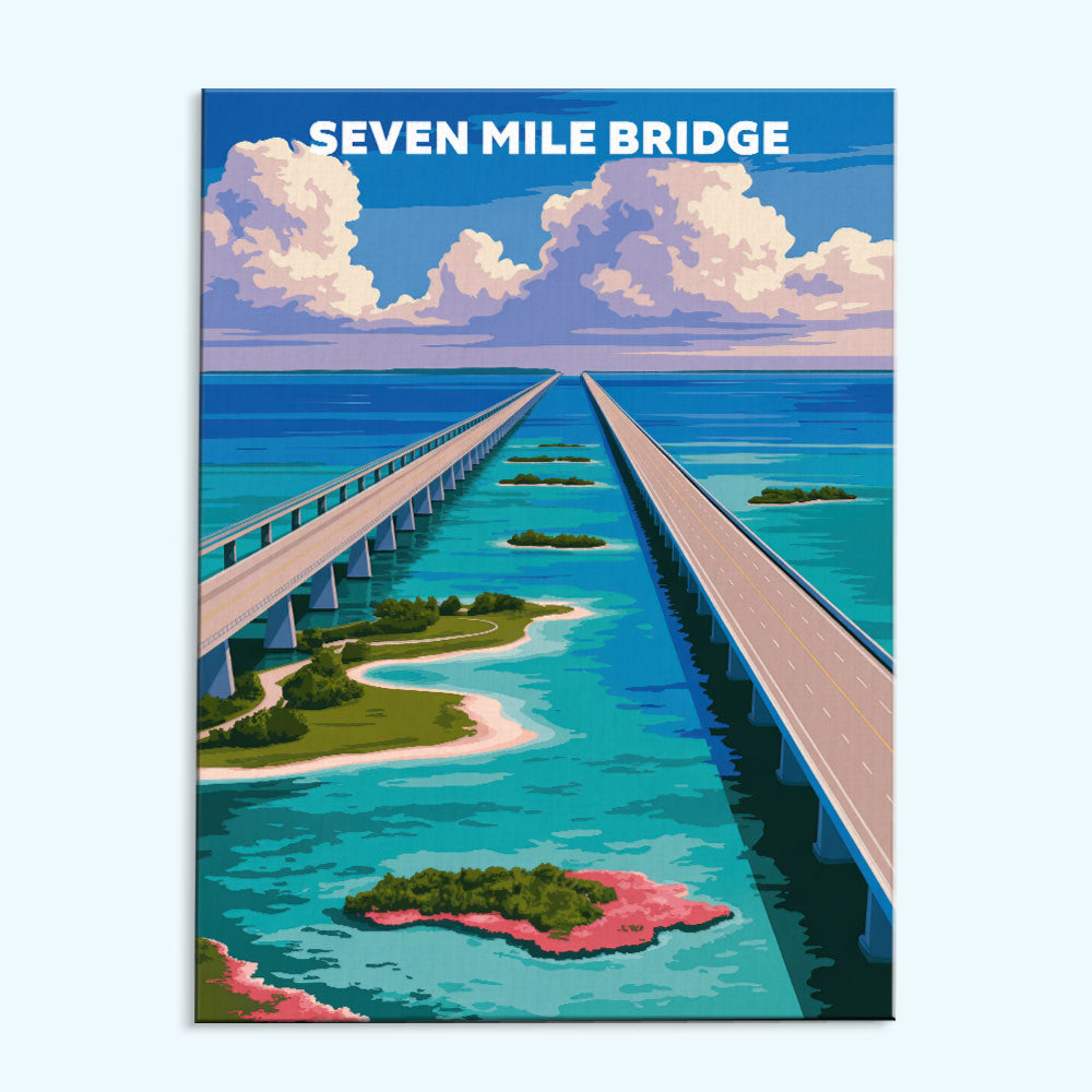 Seven Mile Bridge, USA | Paint by Numbers Kit