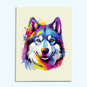 Siberian Husky – Bunter Hund | Malen nach Zahlen Set