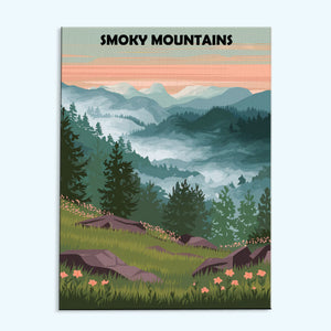 Smoky Mountains, USA | Malen nach Zahlen Set
