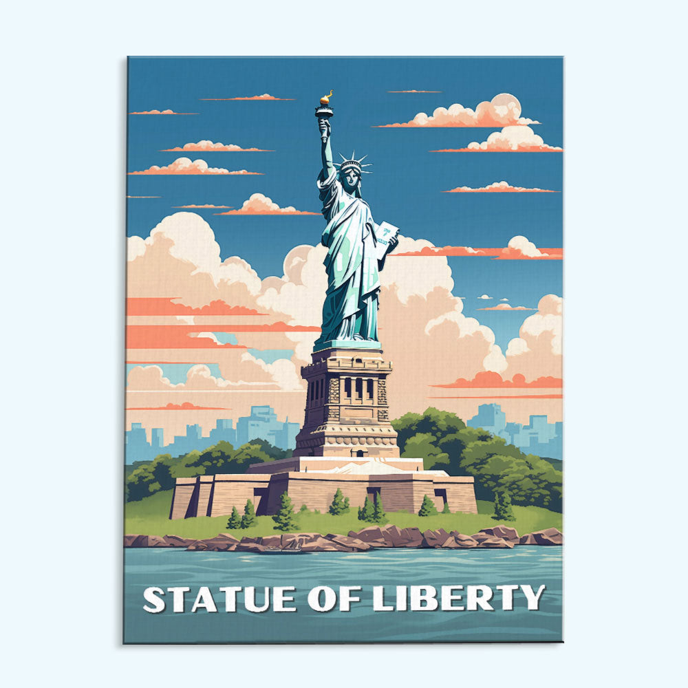 Statue of Liberty Travel Poster | Paint by Numbers Kit