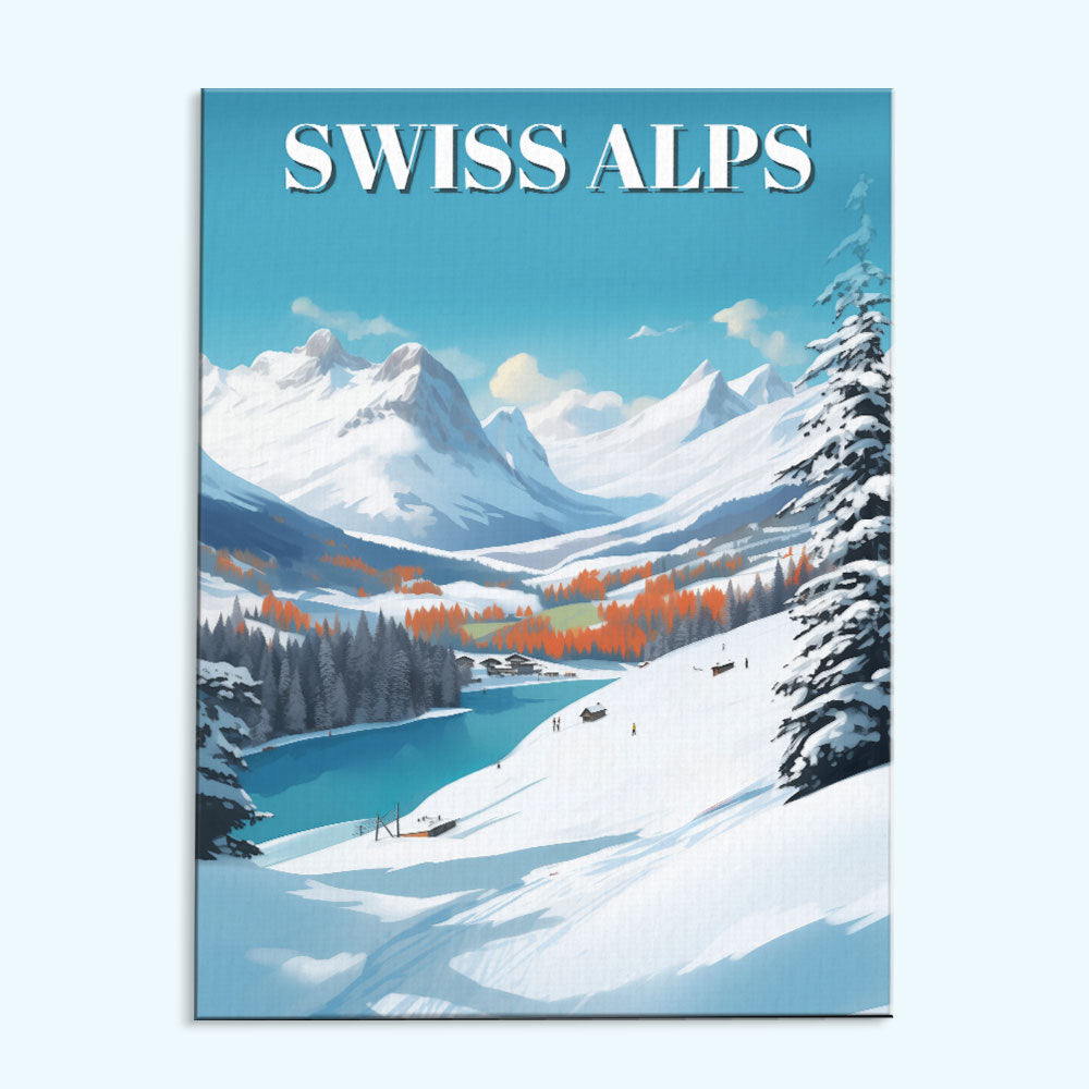Swiss Alps Travel Poster | Paint by Numbers Kit