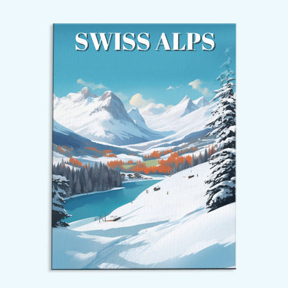 Swiss Alps Travel Poster | Paint by Numbers Kit