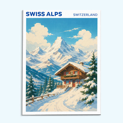 Swiss Alps, Switzerland Travel Poster | Paint by Numbers Kit