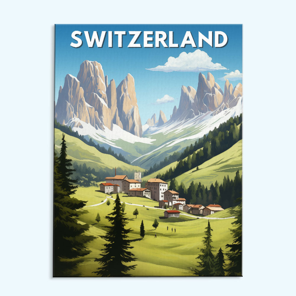 Reiseposter Schweiz | Malen nach Zahlen Set