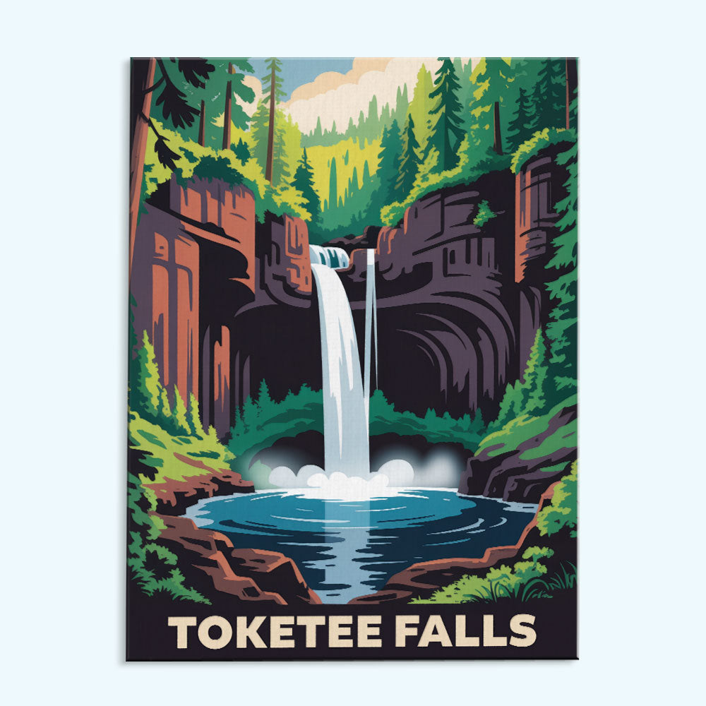 Toketee Falls - U.S. Waterfalls | Paint by Numbers Kit