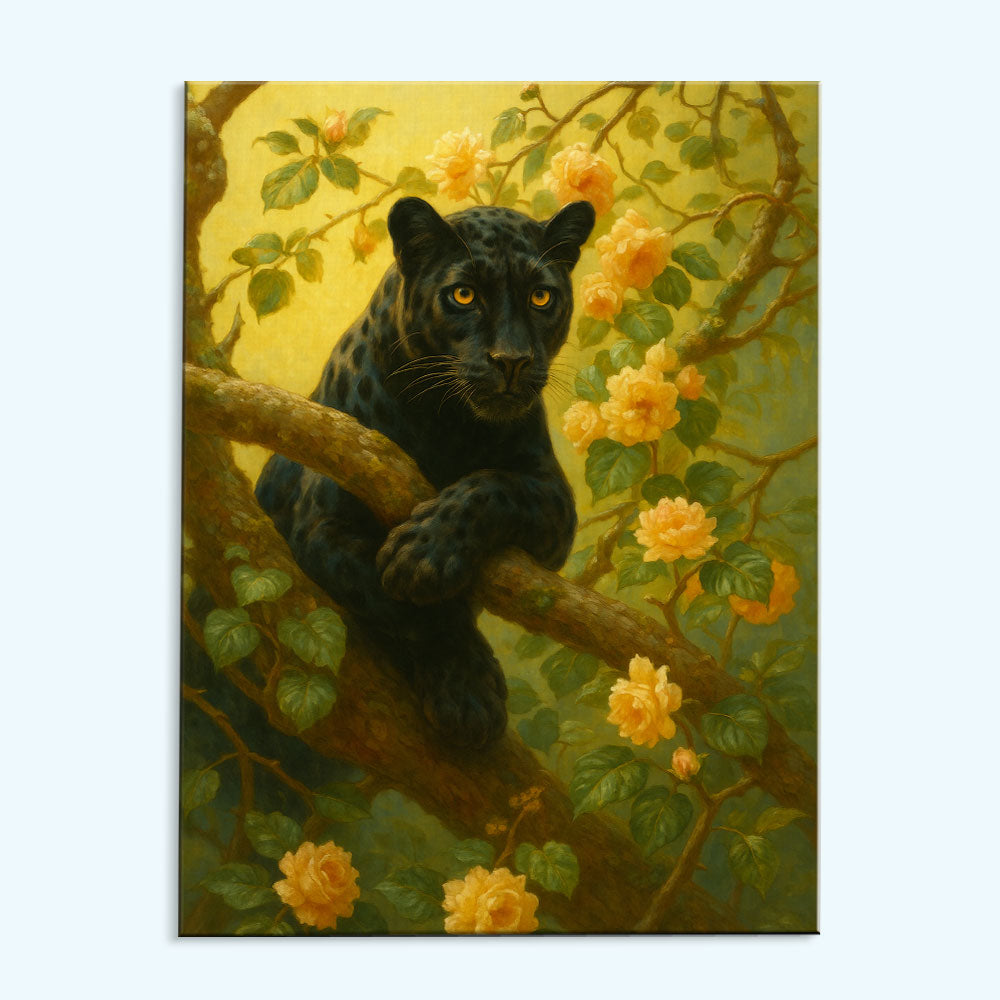 Panther Among Roses | Paint by Numbers Kit
