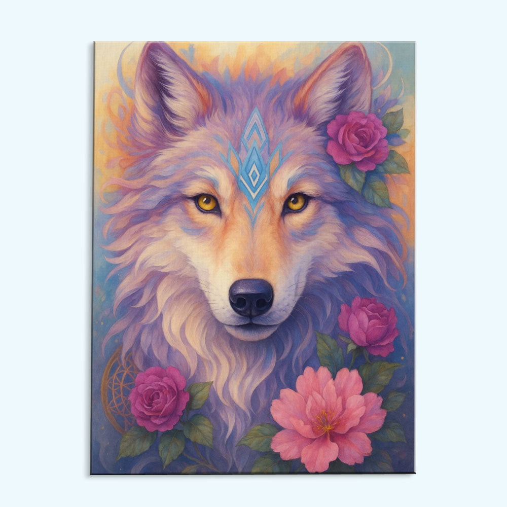 Spirit Wolf of the Blossoms | Paint by Numbers Kit