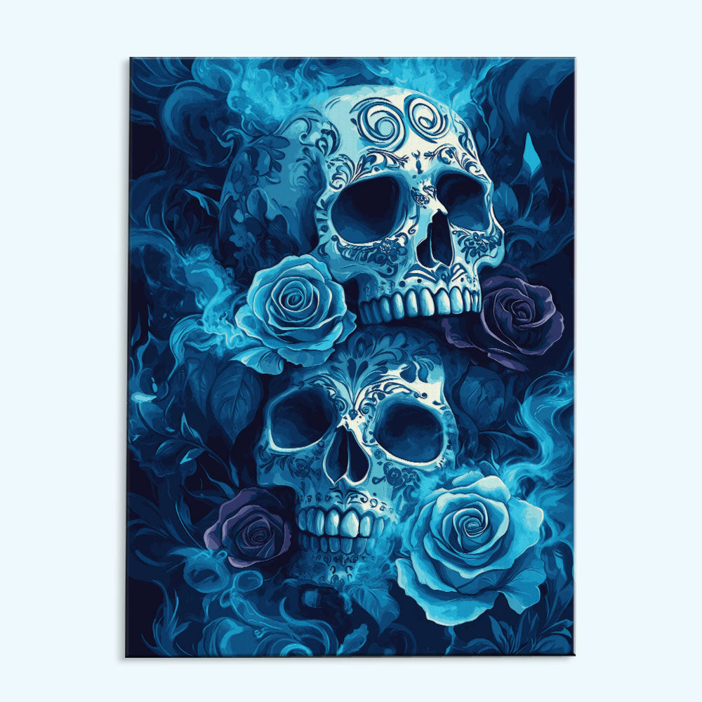 Blue Roses and Skulls | Paint by Numbers Kit