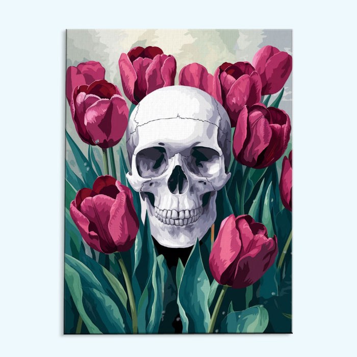 Skull in Tulips
