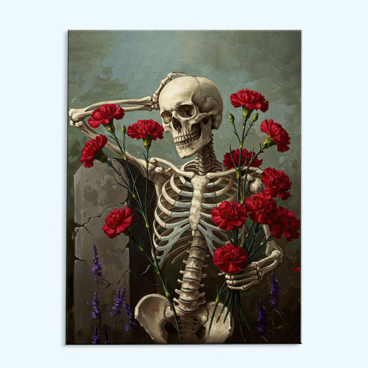 Skeleton with Carnation - January Birth Flower | Paint by Numbers Kit