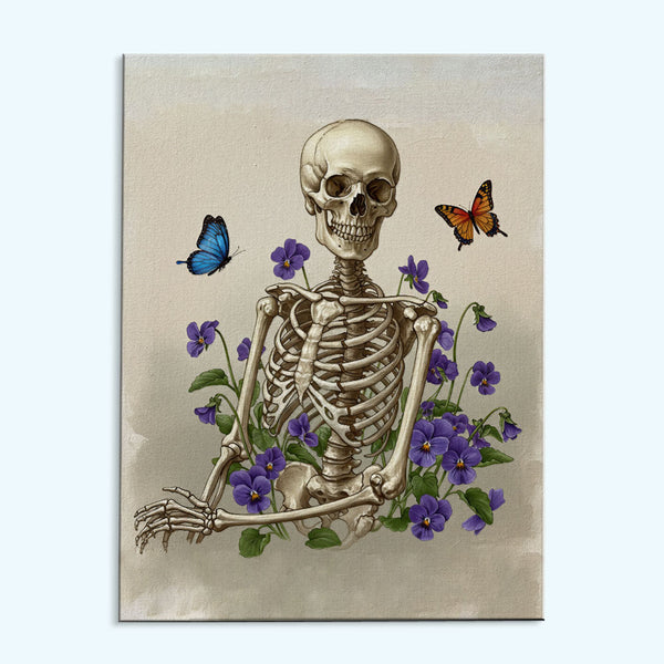 Skeleton with Violet - February Birth Flower | Paint by Numbers Kit