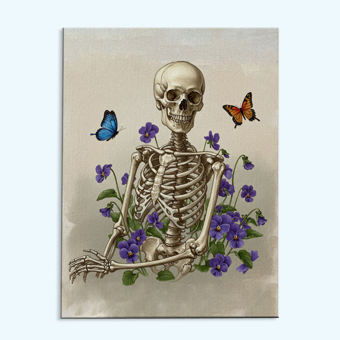 Skeleton with Violet - February Birth Flower