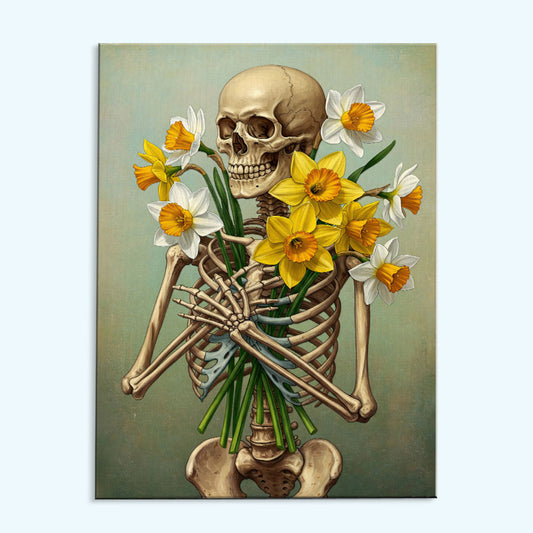 Skeleton with Daffodil - March Birth Flower | Paint by Numbers Kit