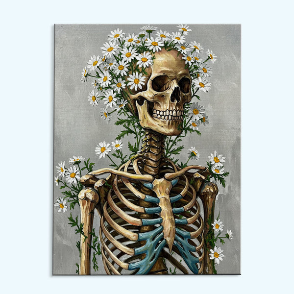 Skeleton with Daisy - April Birth Flower | Paint by Numbers Kit