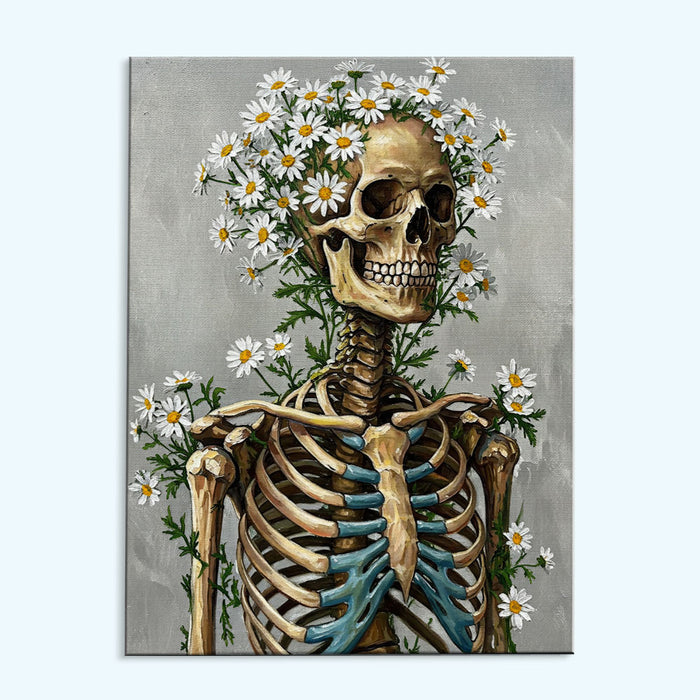 Skeleton with Daisy - April Birth Flower