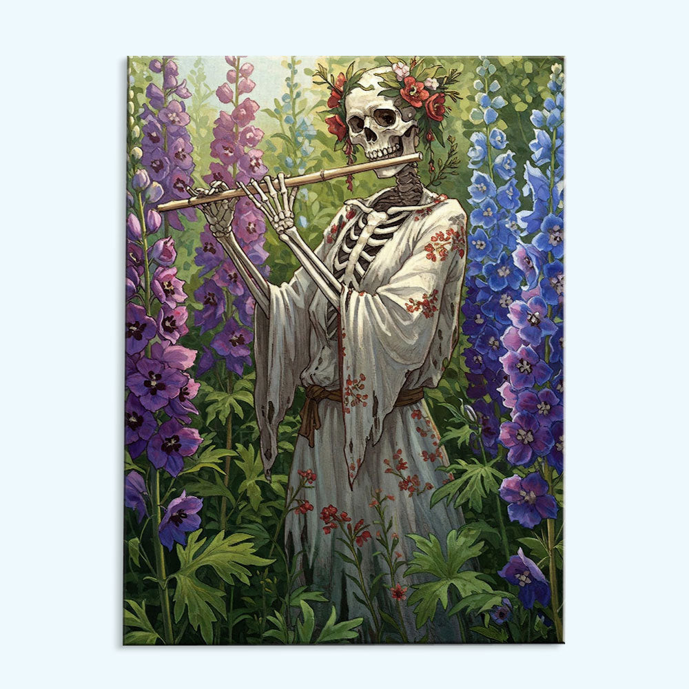 Skeleton with Larkspur - July Birth Flower | Paint by Numbers Kit