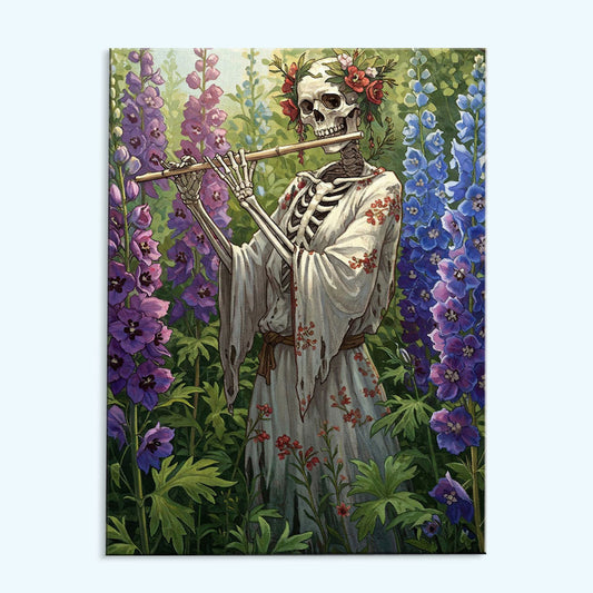Skeleton with Larkspur - July Birth Flower | Paint by Numbers Kit