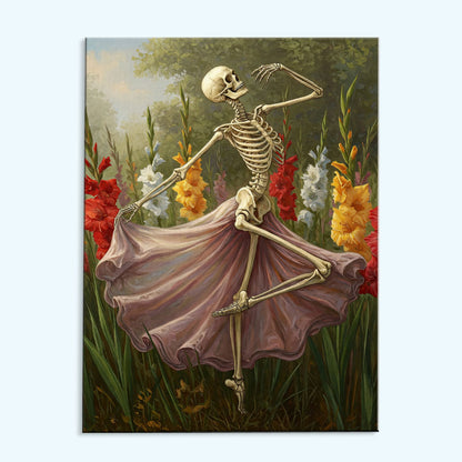 Skeleton with Gladiolus - August Birth Flower | Paint by Numbers Kit