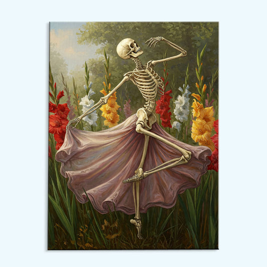 Skeleton with Gladiolus - August Birth Flower | Paint by Numbers Kit