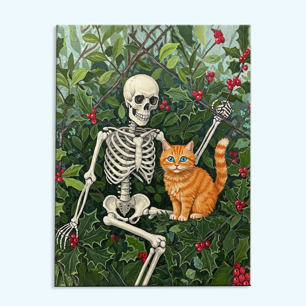 Skeleton with Holly - December Birth Flower | Paint by Numbers Kit