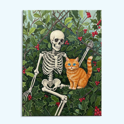 Skeleton with Holly - December Birth Flower | Paint by Numbers Kit