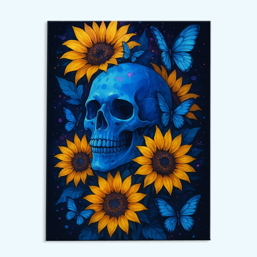 Blue Skull With Sunflowers | Paint by Numbers Kit